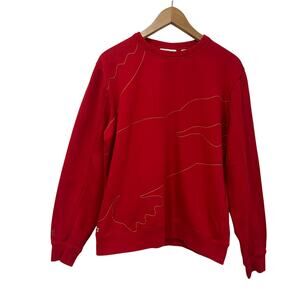 Lacoste Sport Red Sweatshirt M Men’s Crewneck Logo Graphic Athletic Streetwear